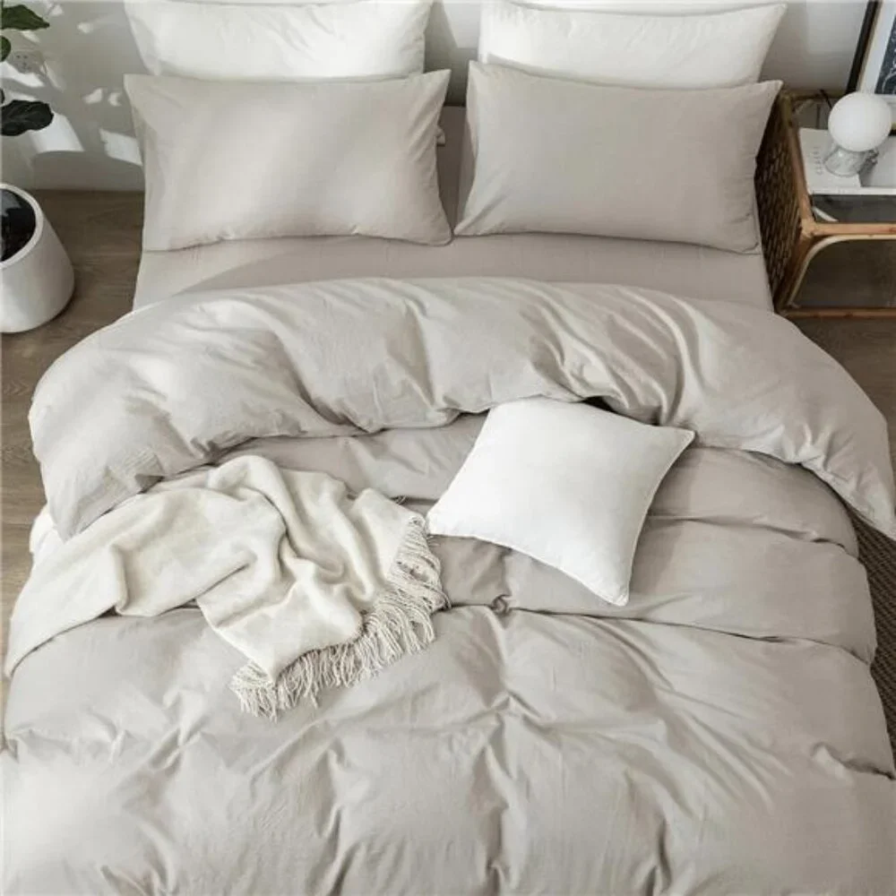 NEW West Elm Boho Cream Beige Queen / King Cotton Linen Bedding Duvet Sham Set